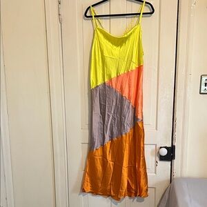 ASOS Yellow, Orange, and Gray Maxi Dress